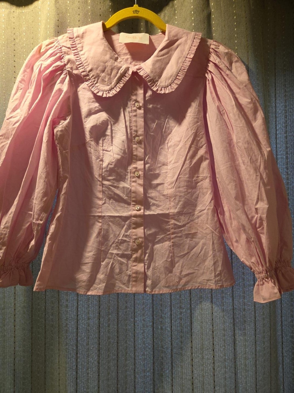 Selkie pink cotton blouse, XXS - 17" PTP, 22" long